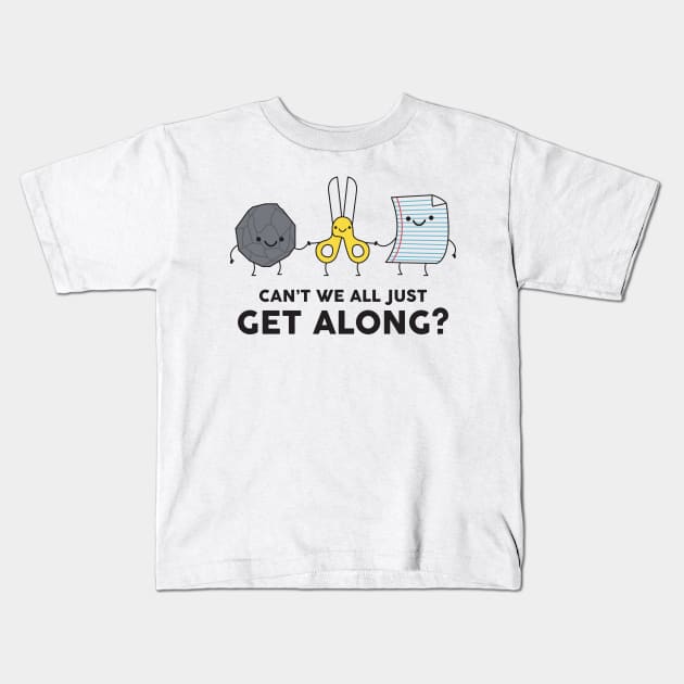 Rock Paper Scissors -Can't We All Just Get Along? Kids T-Shirt by redbarron